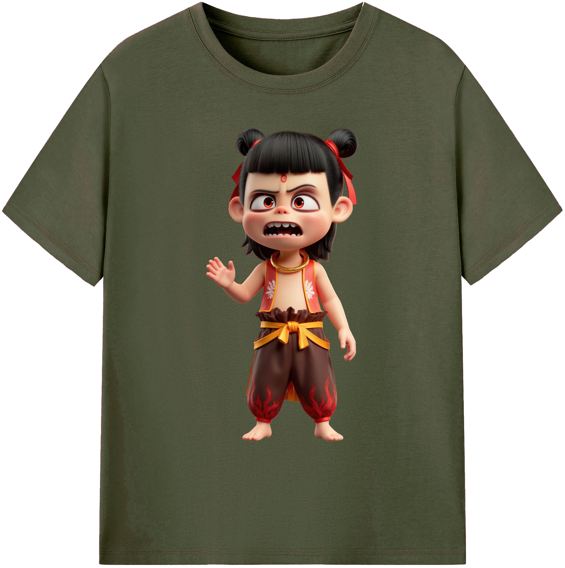 （画像用） Ne Zha 2 ナタ 魔童の大暴れ 綿100％ メンズ半袖Tシャツ｜肌触りやわらか＆通気性